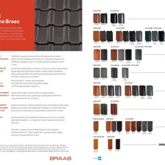 Przegląd rodzajów dachówek ceramicznych Braas: modele Rubin, Turmalin, Topas, Granat, Opal. Dostępne w różnych kolorach i wykończeniach.