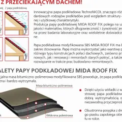 Papa podkładowa modyfikowana SBS MIDA ROOF FIX to elastyczne i wytrzymałe rozwiązanie chroniące dach przed przeciekami.