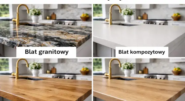 Porównanie rodzajów blatów kuchennych: granitowy, kompozytowy, drewniany i laminowany. Wybierz idealny do swojej kuchni!