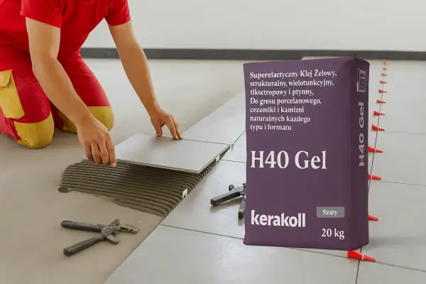 Układanie płytek z użyciem kleju H40 Gel. Jaki klej do płytek wybrać? Ten żelowy klej Kerakoll sprawdzi się idealnie.