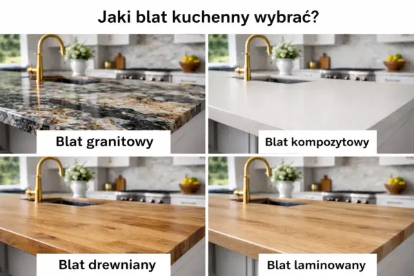 Porównanie rodzajów blatów kuchennych: granitowy, kompozytowy, drewniany i laminowany. Wybierz idealny do swojej kuchni!